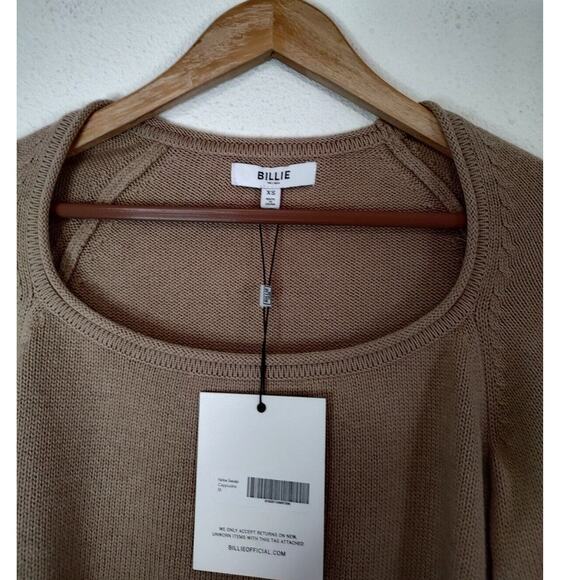 Billie The Label Cappuccino Long Balloon Sleeve Scoop Neck Harlow Sweater XS - Picture 5 of 9